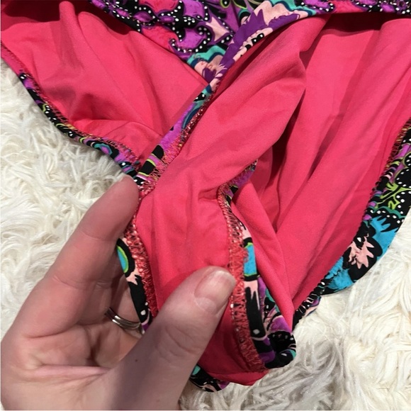 Nanette Lepore Swimsuit Womens Large Floral Pink Print Strapless Bathing - Picture 4 of 12